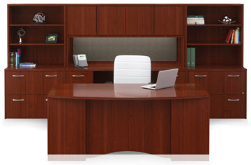 Executive Desk with Credenza, Hutch, Storage and Bookcases